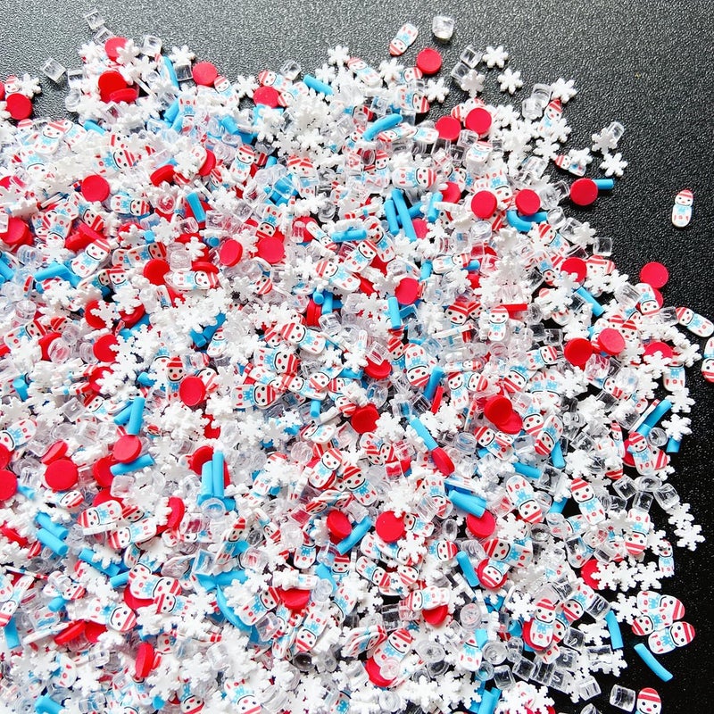 EHOPE Fake Sprinkles Fake Christmas Sprinkles Fake Candy Sprinkles Clay Sprinkles Polymer Sprinkles Polymer Clay Slices for Nail Art DIY Crafts Cake Phone(40g-Snowman+Snowflake-41) - Image 5